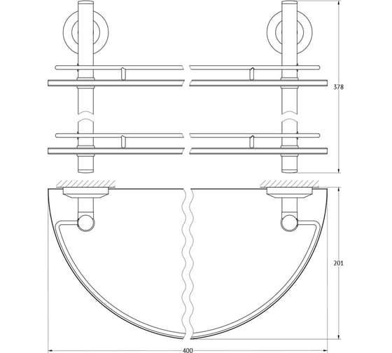 Двухъярусная полка FBS 40 cm матовое стекло; хром STA 081