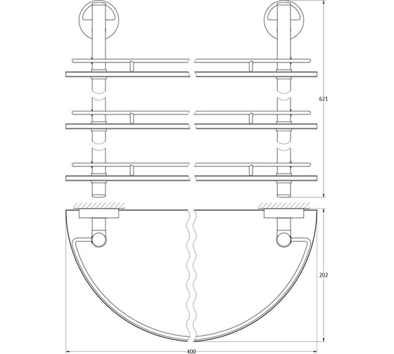 Трехъярусная полка FBS 40 cm матовое стекло; хром LUX 082