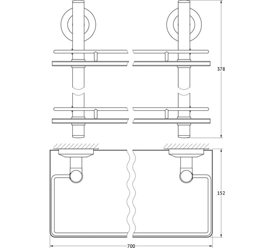 Двухъярусная полка FBS 70 cm матовое стекло; хром STA 066