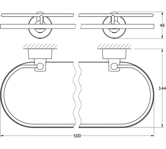 Полка с держателями FBS 50 cm матовое стекло; хром NOS 015