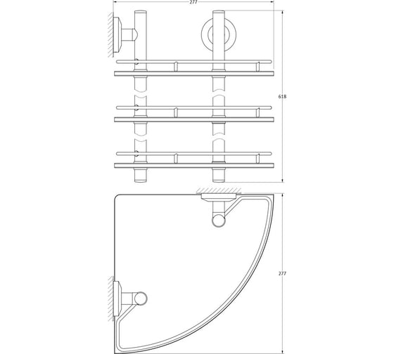 Угловая трехъярусная полка FBS 28 cm матовое стекло; хром STA 073