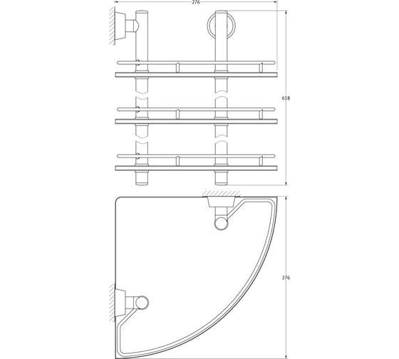 Угловая трехъярусная полка FBS  28 cm матовое стекло; хром VIZ 073