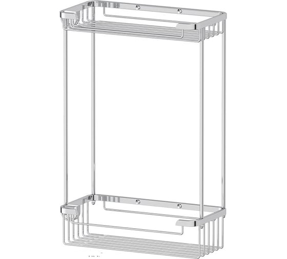 Двухъярусная полочка-решетка с крючками FBS 20/20 cm хром RYN 020