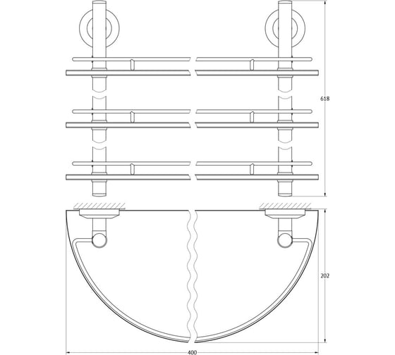 Трехъярусная полка FBS 40 cm матовое стекло; хром STA 082