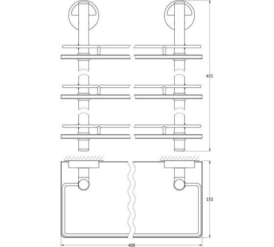 Трехъярусная полка FBS 40 cm матовое стекло; хром LUX 068