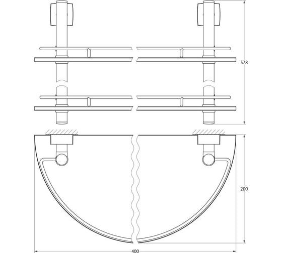 Двухъярусная полка FBS 40 cm матовое стекло; хром ESP 081