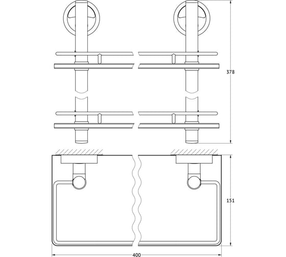 Двухъярусная полка FBS 40 cm матовое стекло; хром ELL 063