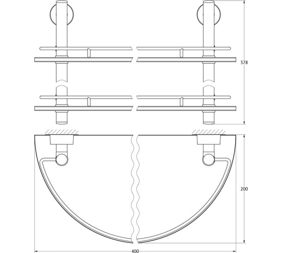 Двухъярусная полка FBS 40 cm матовое стекло; хром NOS 081