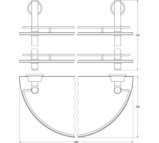Двухъярусная полка FBS 40 cm матовое стекло; хром VIZ 081