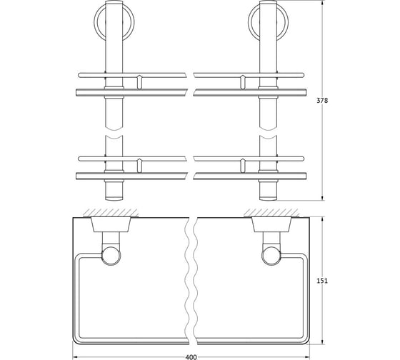 Двухъярусная полка FBS 40 cm матовое стекло; хром VIZ 063