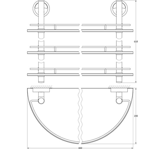 Трехъярусная полка FBS 40 cm матовое стекло; хром ELL 082