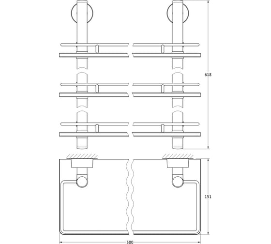 Трехъярусная полка FBS 30 cm матовое стекло; хром NOS 067