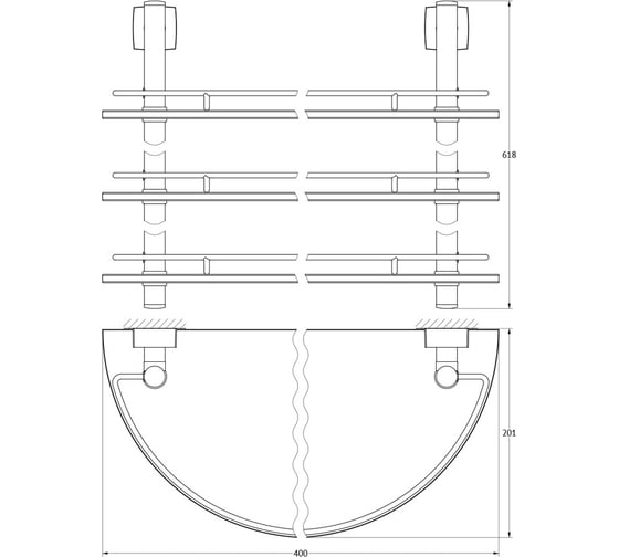 Трехъярусная полка FBS 40 cm матовое стекло; хром ESP 082