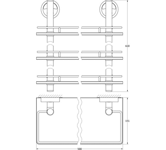 Трехъярусная полка FBS 50 cm матовое стекло; хром ELL 069