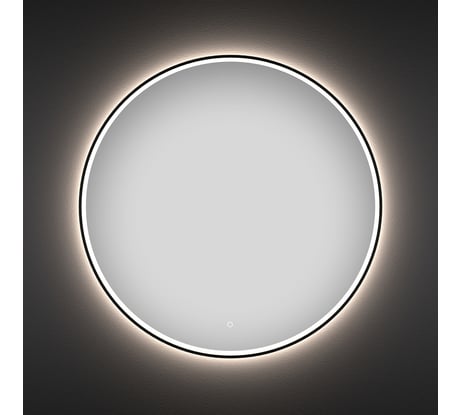 Настенное зеркало для ванной и прихожей с подсветкой для макияжа Wellsee 7 Rays' Spectrum круглое, 65 см, с тонким черным матовым контуром 172200210
