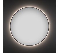 Настенное декоративное зеркало с подсветкой и тонким черным матовым контуром Wellsee 7 Rays' Spectrum Круглое 75 см, для ванной и прихожей 172200140