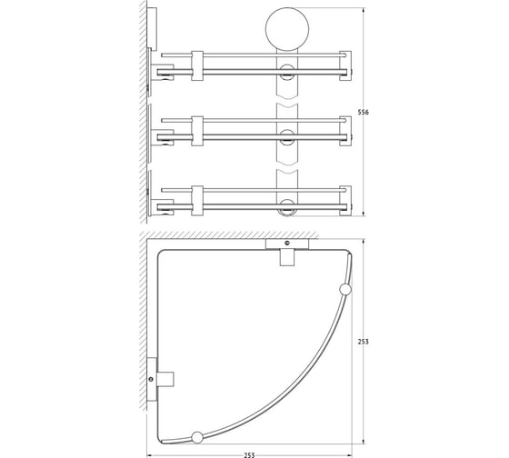 Трехъярусная угловая полка Artwelle 26 cm матовое стекло; хром HAR 041