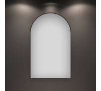 Влагостойкое настенное зеркало для ванной комнаты и прихожей Wellsee 7 Rays' Spectrum арочное 50 х 80 см с тонким черным матовым контуром 172201670