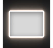 Настенное зеркало для ванной и прихожей с подсветкой для макияжа Wellsee 7 Rays' Spectrum прямоугольное 65 х 50 см, с тонким черным матовым контуром 172201170