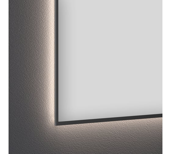 Настенное декоративное зеркало с подсветкой и тонким черным матовым контуром Wellsee 7 Rays' Spectrum Прямоугольное 80 х 60 см, для ванной и прихожей 172200970