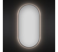 Настенное декоративное зеркало с подсветкой и тонким черным матовым контуром Wellsee 7 Rays' Spectrum Овальное 60 х 120 см, для ванной и прихожей 172201950