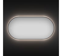 Настенное парящее зеркало с подсветкой и тонким черным матовым контуром для ванной (влагостойкое) и прихожей Wellsee 7 Rays' Spectrum овальное 120 х 60 см 172201960