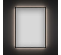 Настенное зеркало для ванной с подсветкой для макияжа Wellsee 7 Rays' Spectrum прямоугольное 50 х 75 см с тонким черным матовым контуром, яркая LED-подсветка 172201200