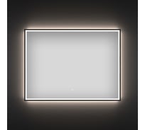 Настенное прямоугольное зеркало для ванной с подсветкой для макияжа для ванной и прихожей Wellsee 7 Rays' Spectrum 90 х 70 см, с тонким черным матовым контуром 172201330