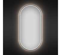 Настенное зеркало для ванной с подсветкой для макияжа Wellsee 7 Rays' Spectrum овальное 50 х 100 см с тонким черным матовым контуром, яркая LED-подсветка 172201990