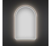 Настенное зеркало для ванной с подсветкой для макияжа Wellsee 7 Rays' Spectrum полукруг 50 х 80 см с тонким черным матовым контуром, яркая LED-подсветка 172201730