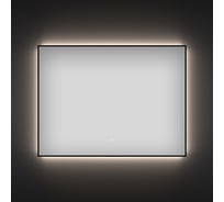 Парящее настенное зеркало с подсветкой и тонким черным матовым контуром Wellsee прямоугольное 100 х 80 см, для ванной (влагостойкое) и прихожей 172201070