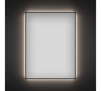 Декоративное настенное зеркало с подсветкой и тонким черным матовым контуром Wellsee прямоугольное 80 х 120 см, для ванной и прихожей 172201080