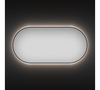 Парящее настенное зеркало с подсветкой и тонким черным матовым контуром Wellsee овальное 120 х 60 см, для ванной (влагостойкое) и прихожей 172201570