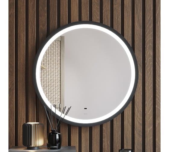 Зеркало BONDLoft  круглое 60x60см с LED подсветкой, бесконтактным сенсором и черной рамой M60ZE-6060