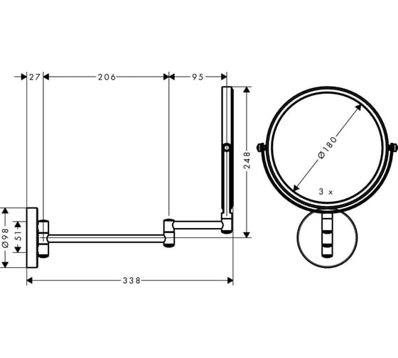 Косметическое зеркало HANSGROHE 73561000 Logis Universal 00000061857