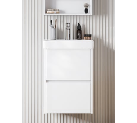 Тумба Сканди 45 AQUATON Белый матовый/Белый глянец (БЕЗ УМЫВАЛЬНИКА Адриана-45) 00082964 1A251601SD010