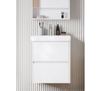 Тумба Сканди 55 AQUATON Белый матовый/Белый глянец (БЕЗ УМЫВАЛЬНИКА Адриана-55) 00082963 1A251701SD010