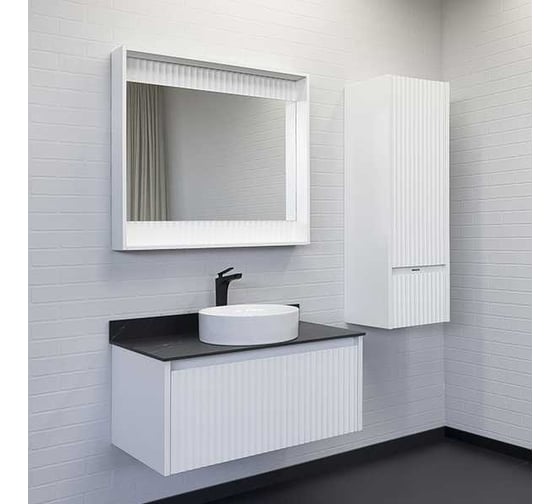 Зеркало-короб Comforty "Марсель-90" белый матовый, LED-подсветка, бесконтактный сенсор 00-00013685