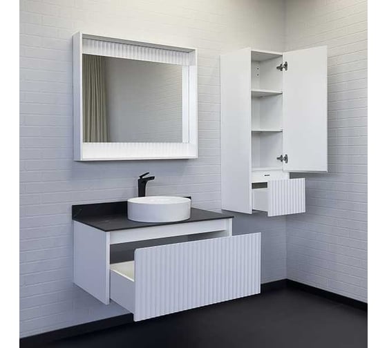 Зеркало-короб Comforty "Марсель-90" белый матовый, LED-подсветка, бесконтактный сенсор 00-00013685