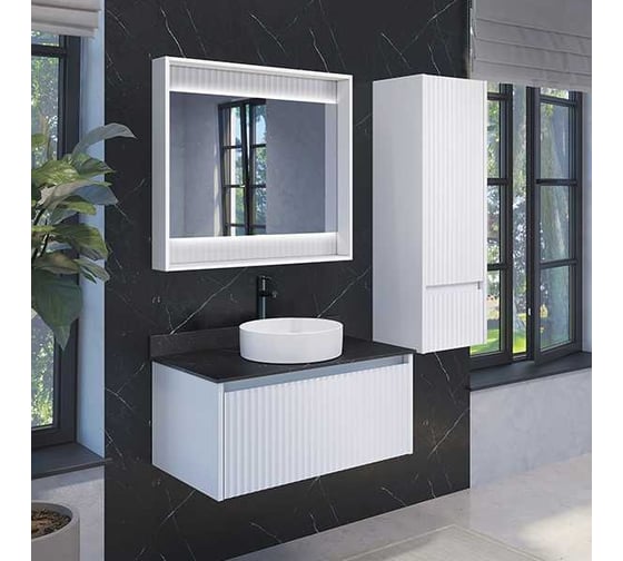 Зеркало-короб Comforty "Марсель-90" белый матовый, LED-подсветка, бесконтактный сенсор 00-00013685