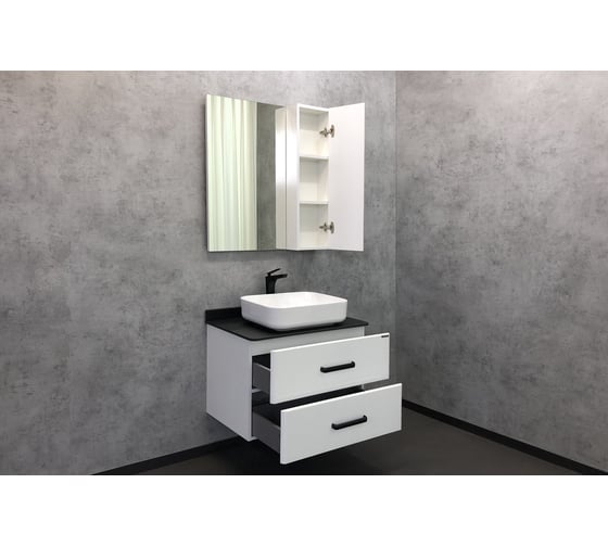 Зеркало-шкаф Comforty "Амстердам-75" белый глянец 00004144209