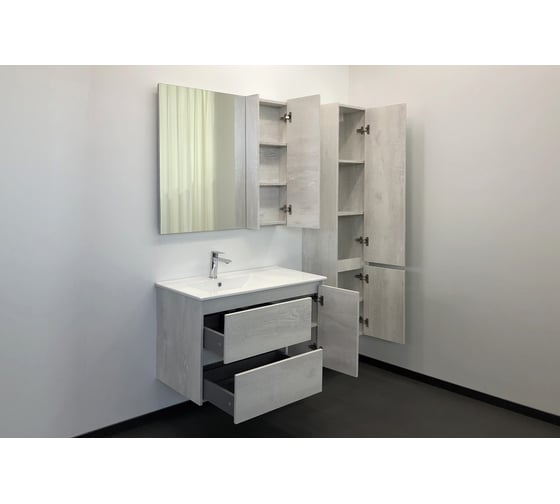 Зеркало-шкаф Comforty "Бремен-90" дуб белый 00004142374