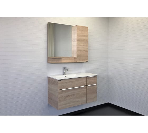 Зеркало-шкаф Comforty "Варна-90" дуб сонома 00-00009918