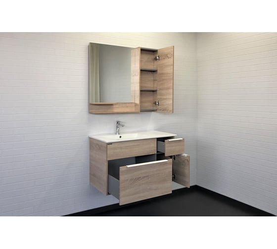 Зеркало-шкаф Comforty "Варна-90" дуб сонома 00-00009918