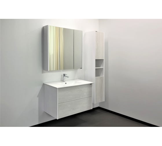 Зеркало-шкаф Comforty "Женева-90" дуб белый 00004137132