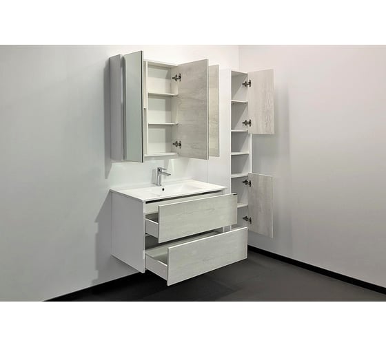 Зеркало-шкаф Comforty "Женева-90" дуб белый 00004137132