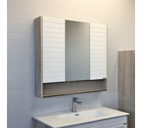 Зеркало-шкаф Comforty "Клеон-90" белый/дуб дымчатый 00-00004756