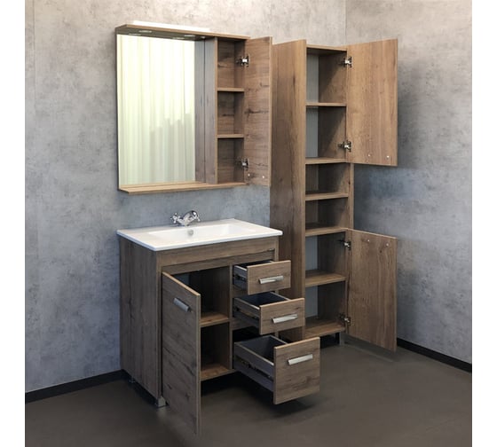 Зеркало-шкаф Comforty "Марио-75" дуб темный 00-00004159