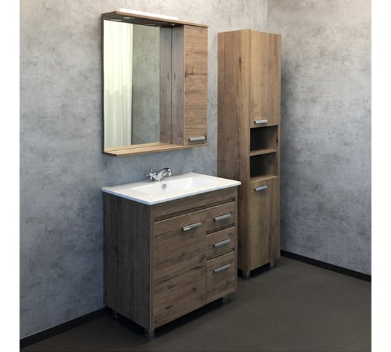 Зеркало-шкаф Comforty "Марио-75" дуб темный 00-00004159