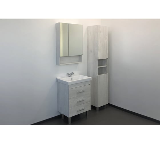 Зеркало-шкаф Comforty "Никосия-60" дуб белый 00004138878